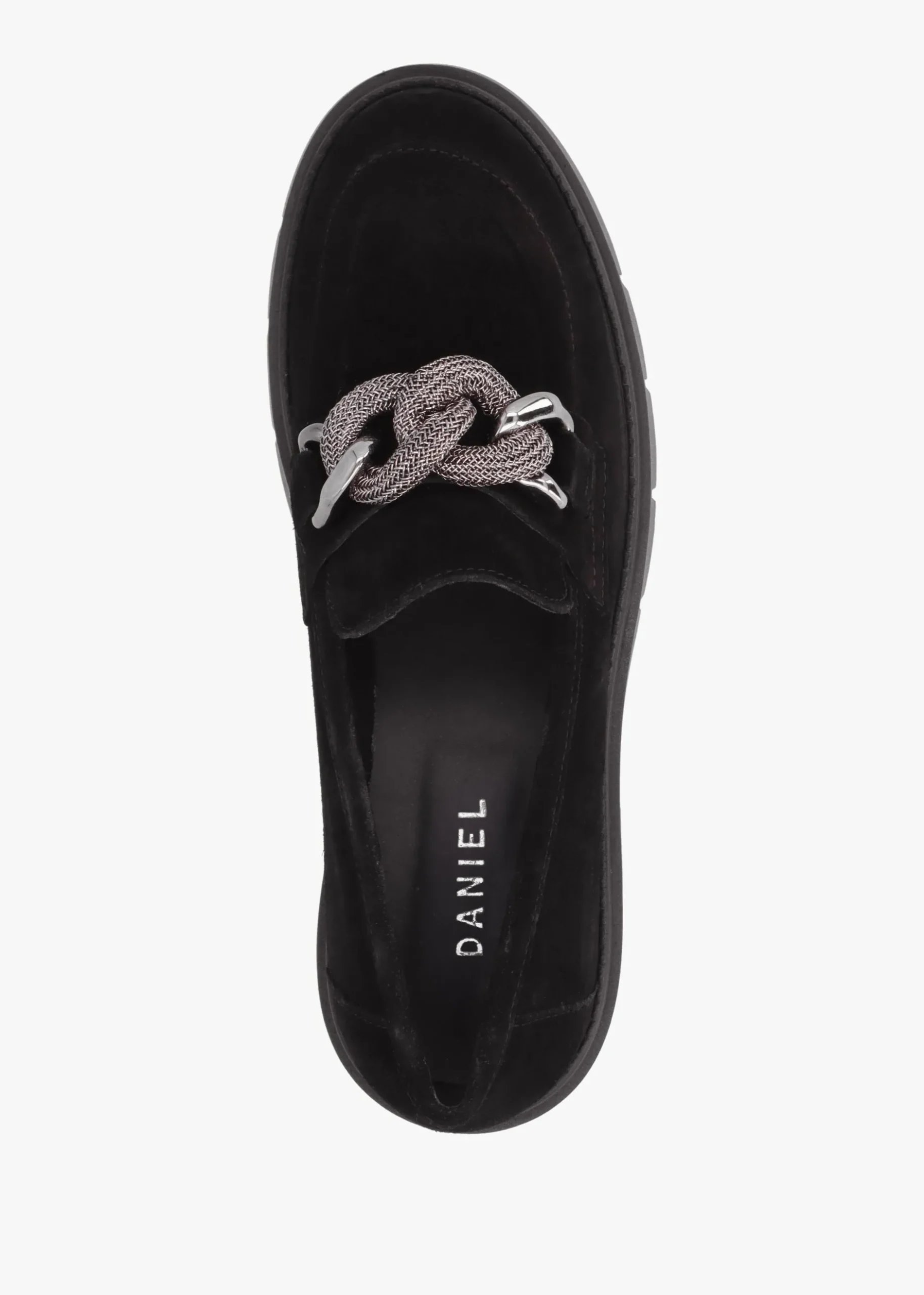 Outlet DANIEL Lisbon Black Suede Link Chain Chunky Loafers