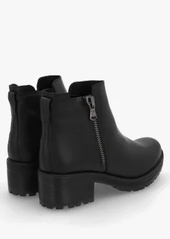 Online DANIEL Lockette Black Leather Size Zip Chunky Ankle Boots