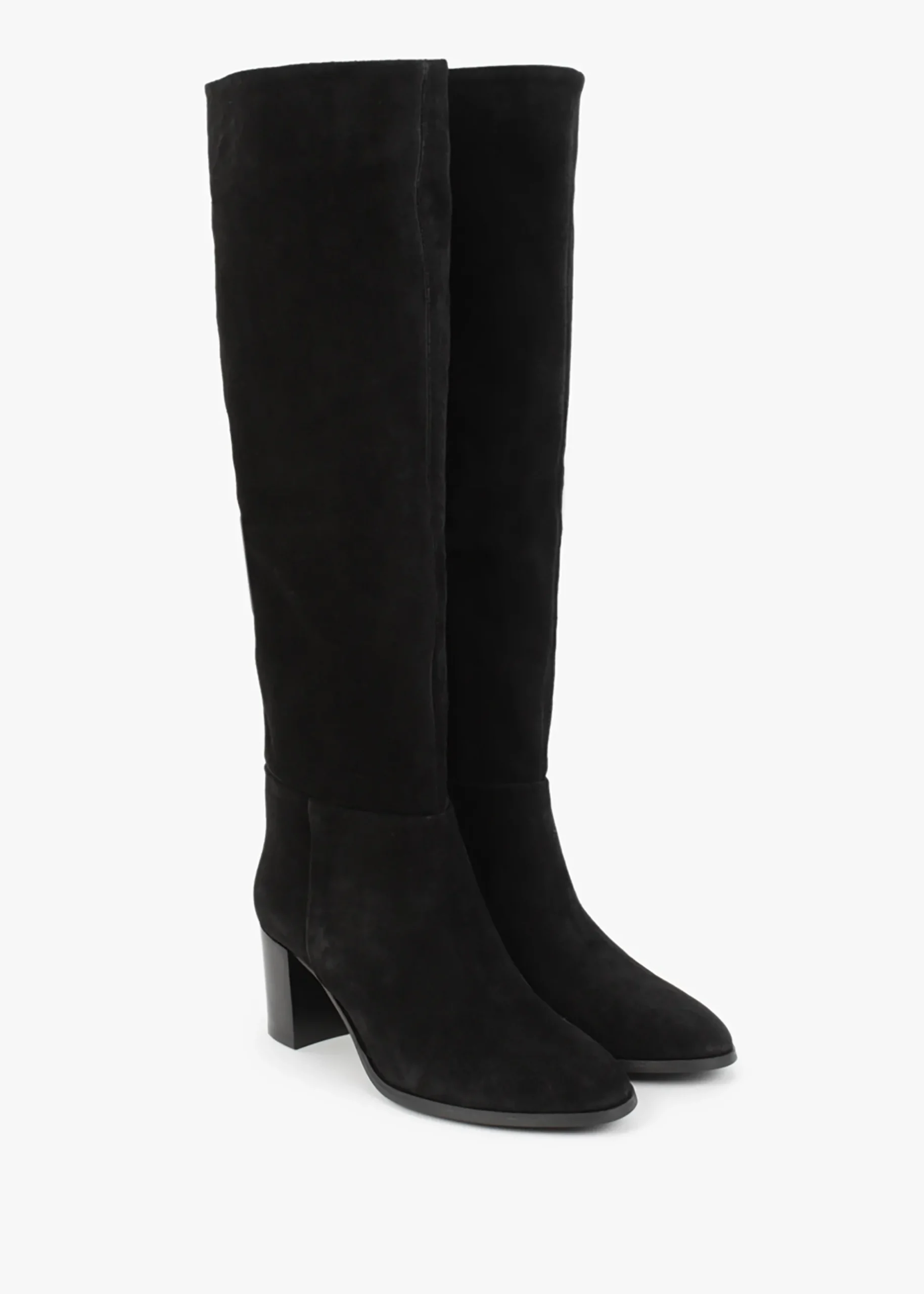 Clearance DANIEL Lowlorna Black Suede Block Heel Knee Boots