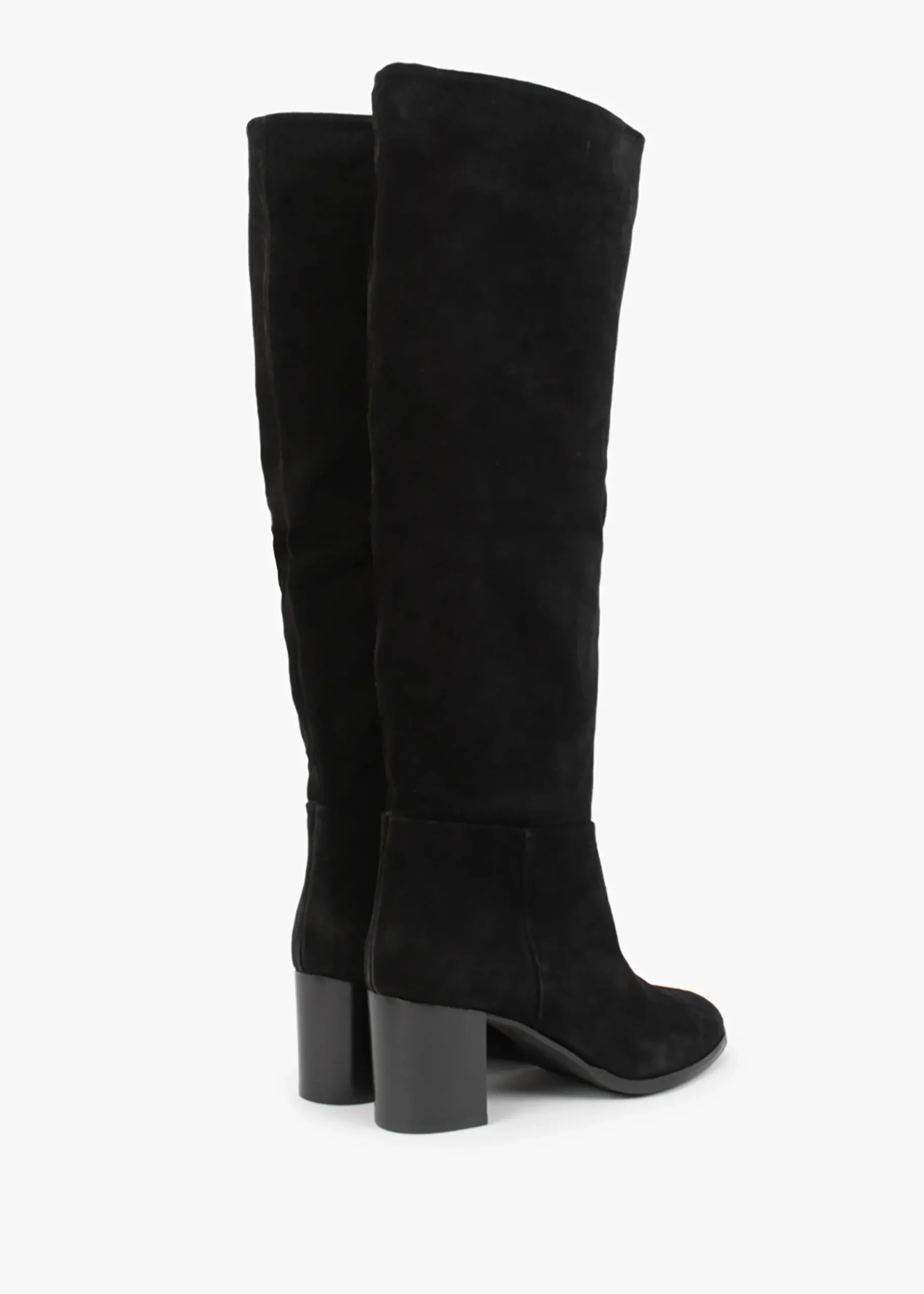 Clearance DANIEL Lowlorna Black Suede Block Heel Knee Boots