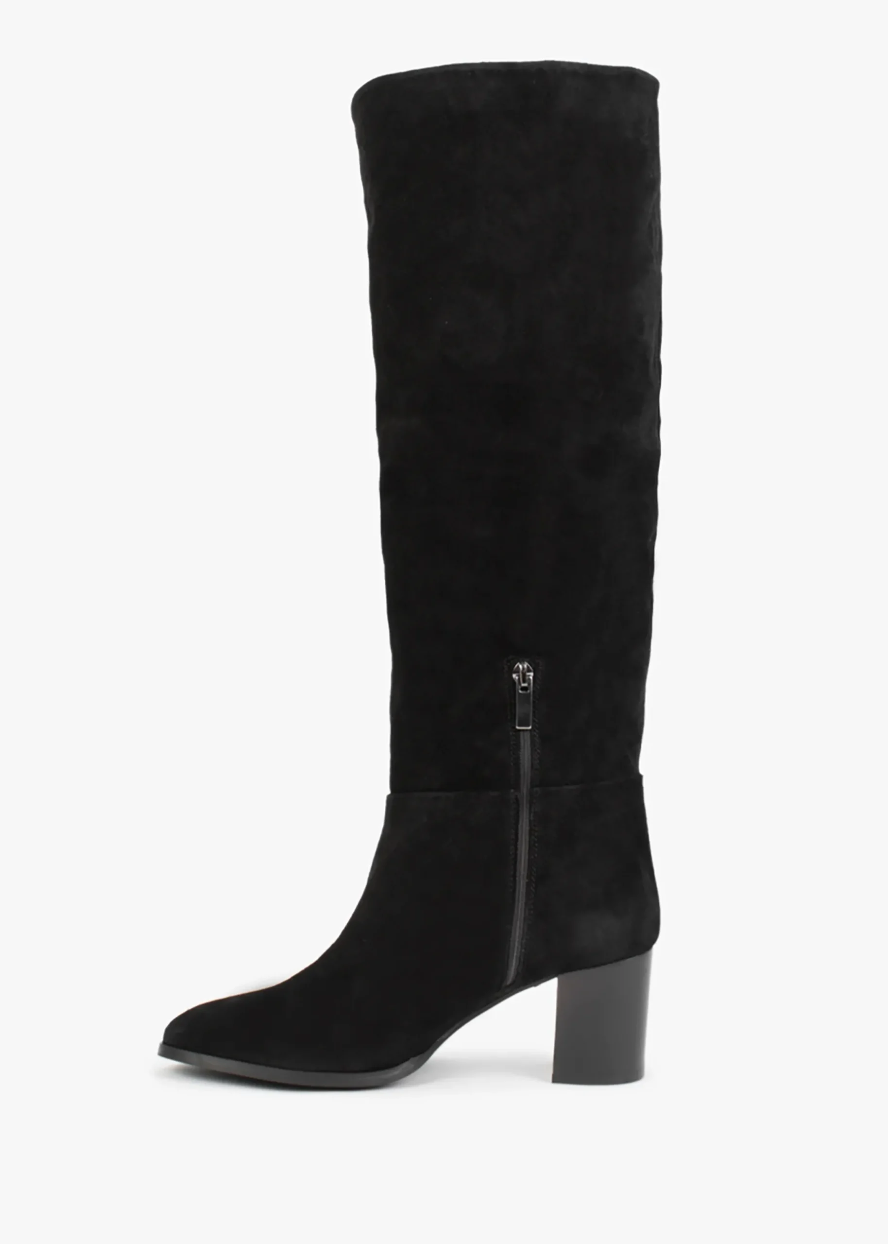 Clearance DANIEL Lowlorna Black Suede Block Heel Knee Boots