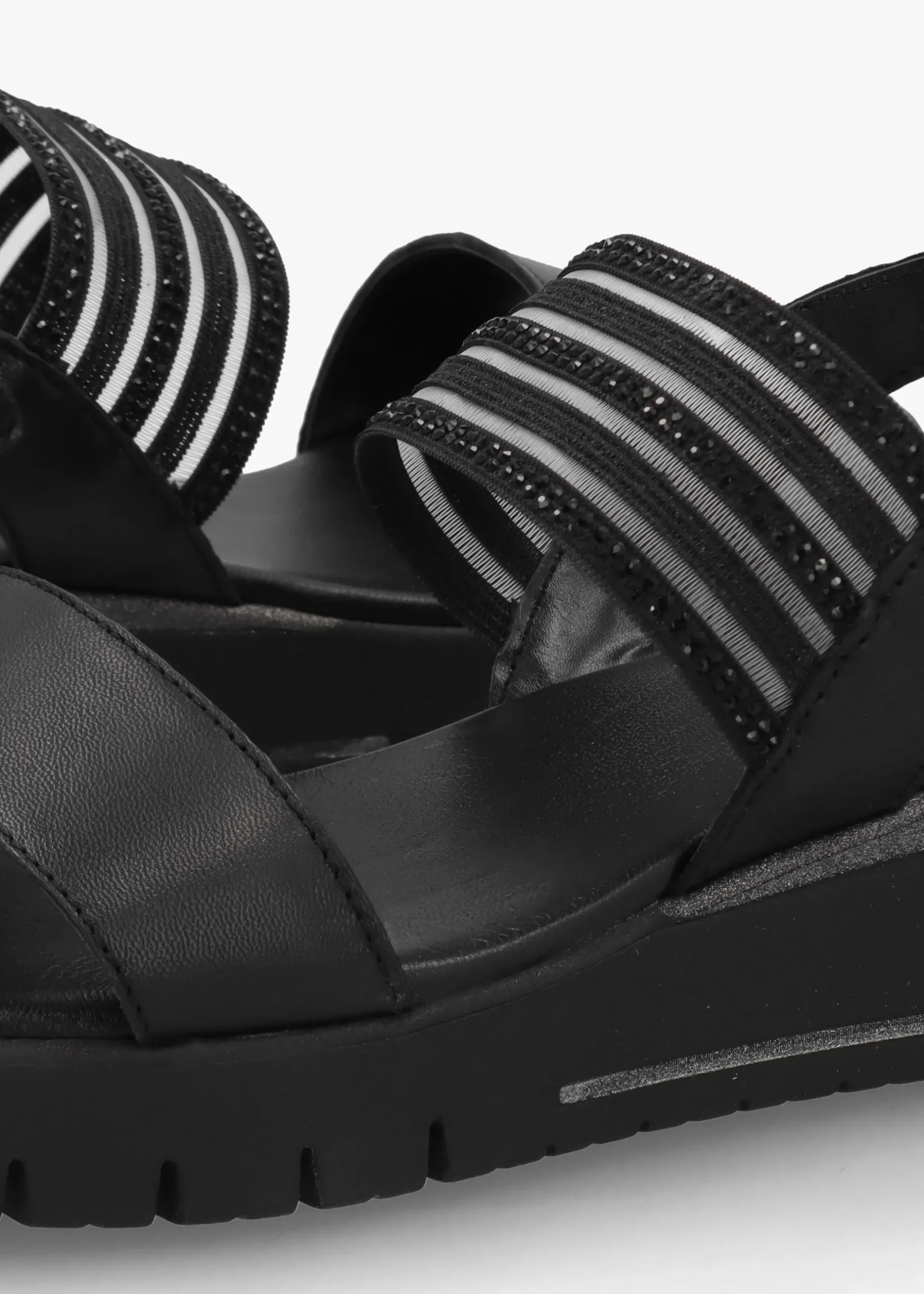 Clearance DANIEL Lozette Black Leather Low Wedge Sandals