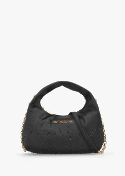 Sale LOVE MOSCHINO Majestic Black Rhinestone Hobo Bag