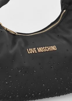Sale LOVE MOSCHINO Majestic Black Rhinestone Hobo Bag