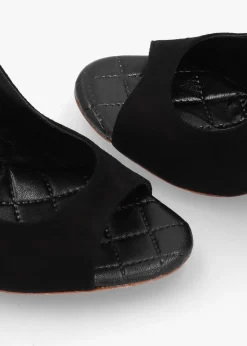 Clearance DANIEL Margot Black Suede Sculpted Wedge Sandals