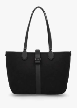 Best KATE SPADE Medium Spade Flower Jacquard Black Open Tote Bag