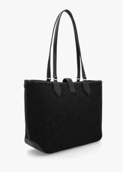 Best KATE SPADE Medium Spade Flower Jacquard Black Open Tote Bag