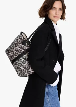Clearance KATE SPADE Medium Spade Flower Jacquard Sand Multi Open Tote Bag