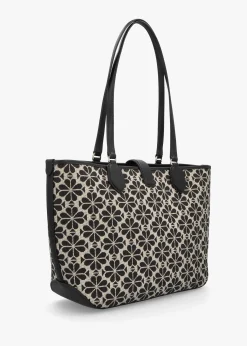 Clearance KATE SPADE Medium Spade Flower Jacquard Sand Multi Open Tote Bag