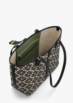 Clearance KATE SPADE Medium Spade Flower Jacquard Sand Multi Open Tote Bag