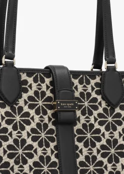 Clearance KATE SPADE Medium Spade Flower Jacquard Sand Multi Open Tote Bag