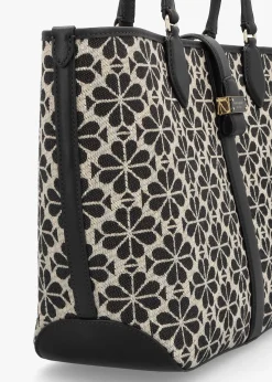 Clearance KATE SPADE Medium Spade Flower Jacquard Sand Multi Open Tote Bag