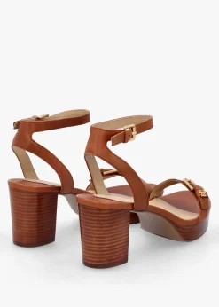 Best LAUREN RALPH LAUREN Melissah Lauren Tan Leather Block Heel Sandals