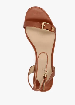 Best LAUREN RALPH LAUREN Melissah Lauren Tan Leather Block Heel Sandals