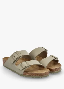Best BIRKENSTOCK Men's Arizona Birko-Flor Faded Khaki Two Bar Mules