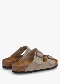 Hot BIRKENSTOCK Men's Arizona Taupe Suede Two Bar Mules