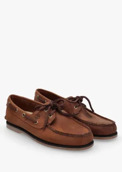 Sale TIMBERLAND Men’s Classic Lace Up Medium Brown Nubuck Leather Boat Shoes