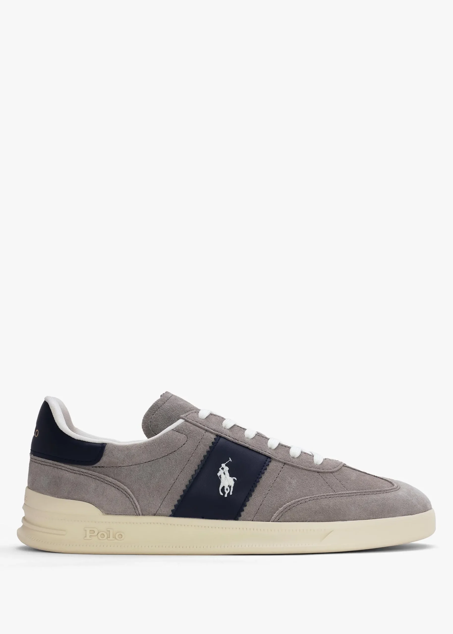 New POLO RALPH LAUREN Men’s Heritage Aera Grey & Navy Suede Trainers