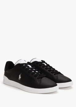 Fashion POLO RALPH LAUREN Men’s Heritage Court II Black White Leather Trainers