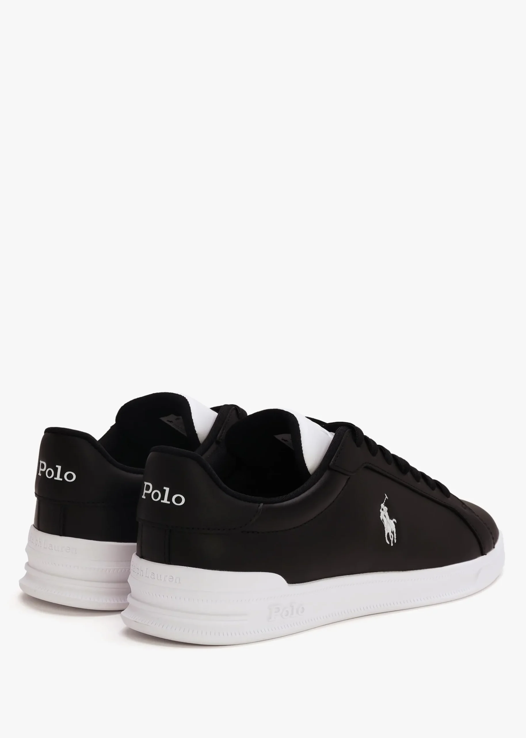 Fashion POLO RALPH LAUREN Men’s Heritage Court II Black White Leather Trainers