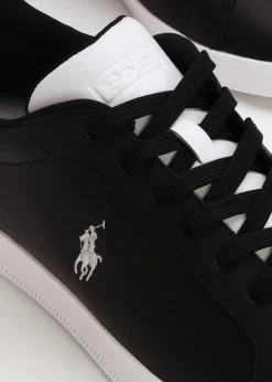 Fashion POLO RALPH LAUREN Men’s Heritage Court II Black White Leather Trainers