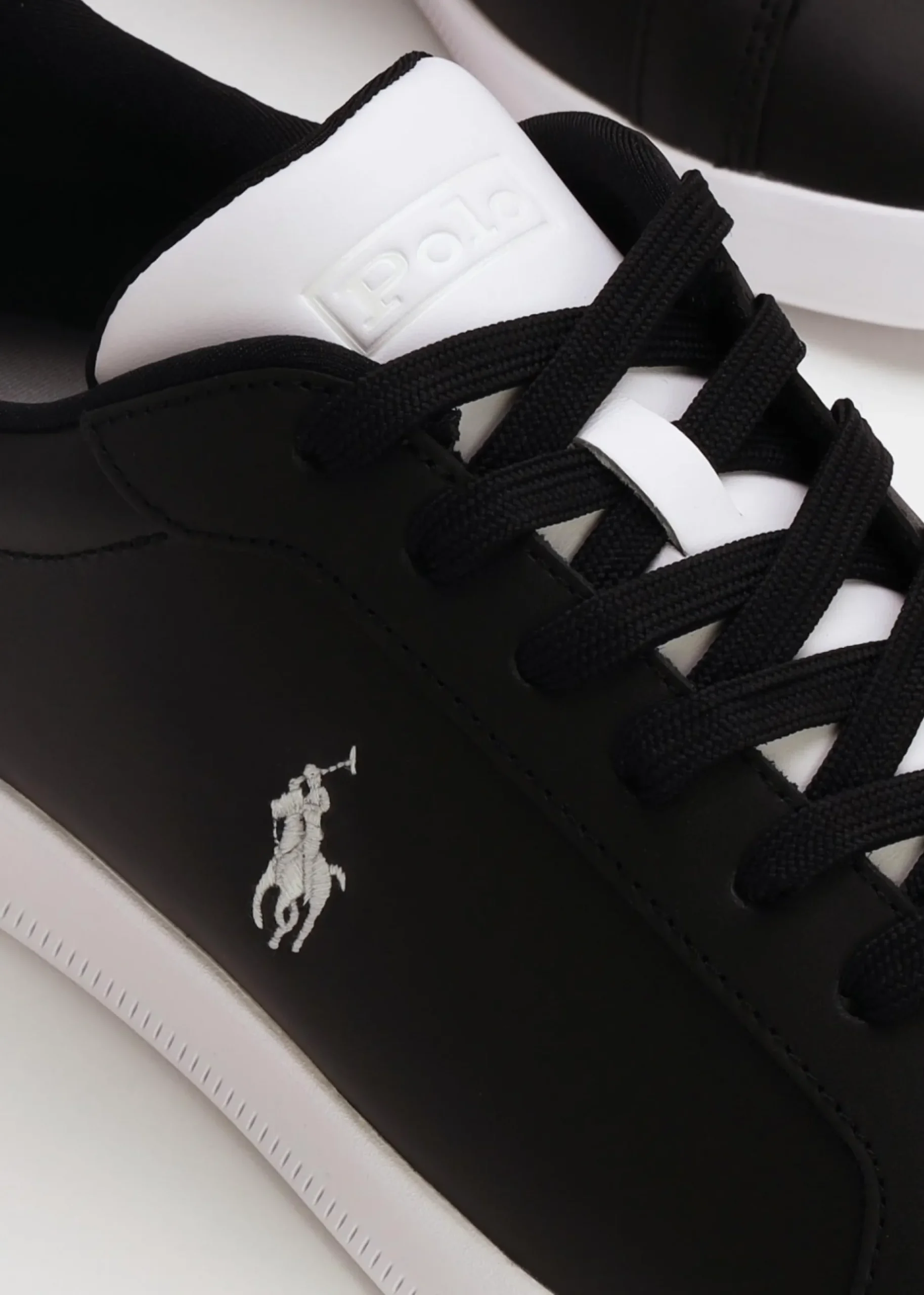 Fashion POLO RALPH LAUREN Men’s Heritage Court II Black White Leather Trainers