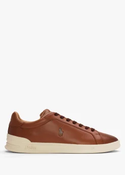 Outlet POLO RALPH LAUREN Men’s Heritage Court II Polo Russet Leather Trainers