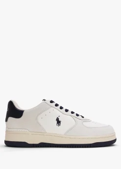 Hot POLO RALPH LAUREN Men’s Master Court White & Navy Leather Trainers