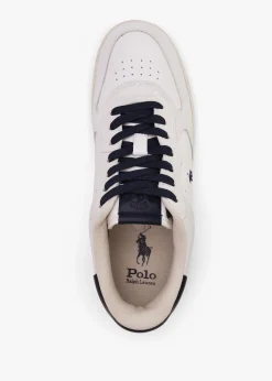 Hot POLO RALPH LAUREN Men’s Master Court White & Navy Leather Trainers