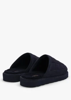 Hot POLO RALPH LAUREN Men’s Reade Suede Trim Quilted Navy White Scuff Slippers