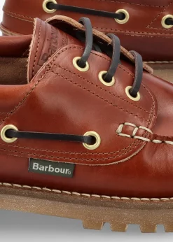Discount BARBOUR Men’s Re-Engineered Tan Leather Deck Boat Shoes