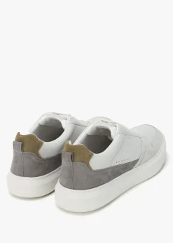 Best Geox Men’s U Deiven Off White Anthracite Leather Trainers