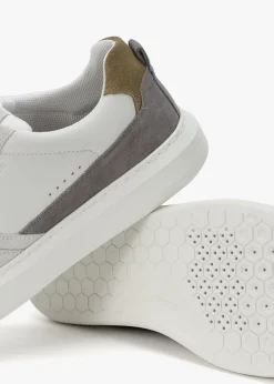 Best Geox Men’s U Deiven Off White Anthracite Leather Trainers