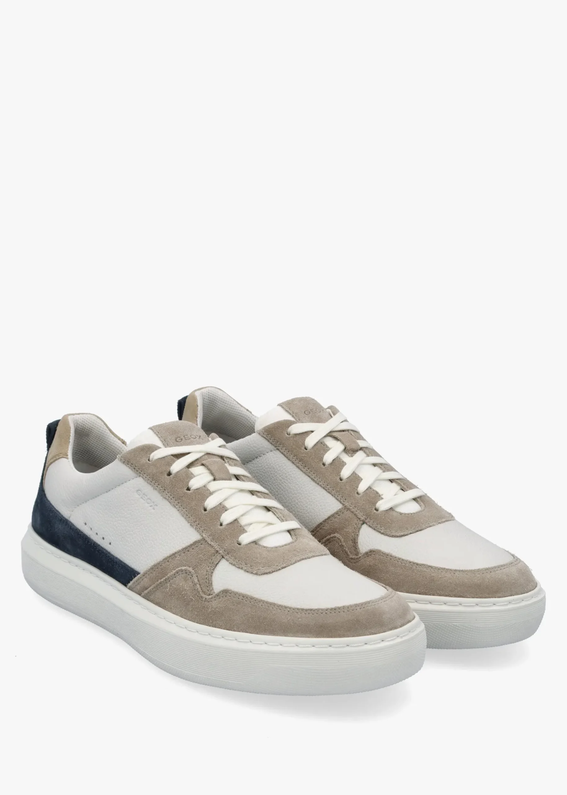 Discount Geox Men’s U Deiven Sand White Leather Trainers