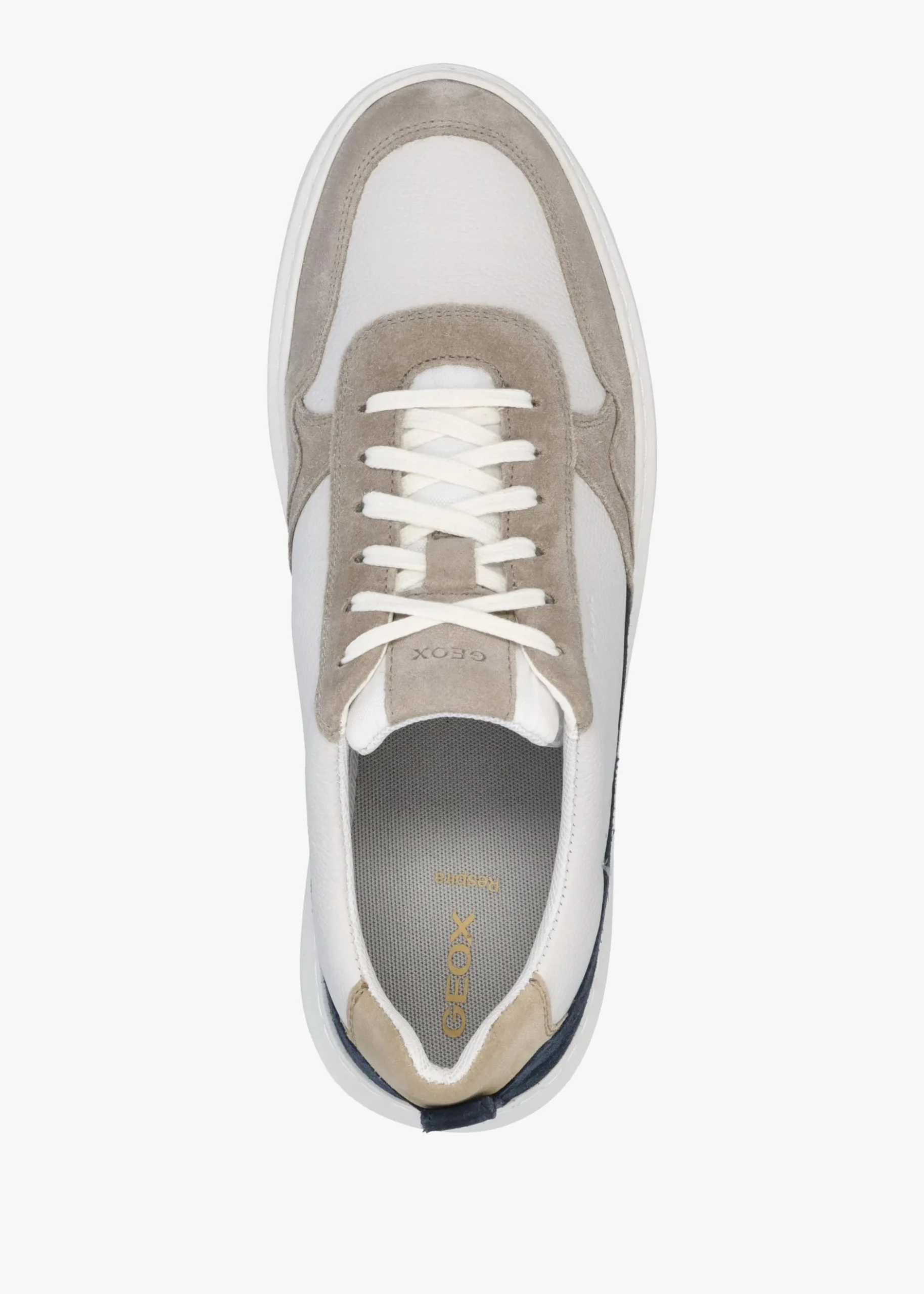 Discount Geox Men’s U Deiven Sand White Leather Trainers