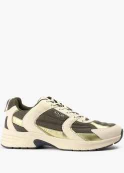 Fashion MALLET Men's White/Khaki Holloway Trainers