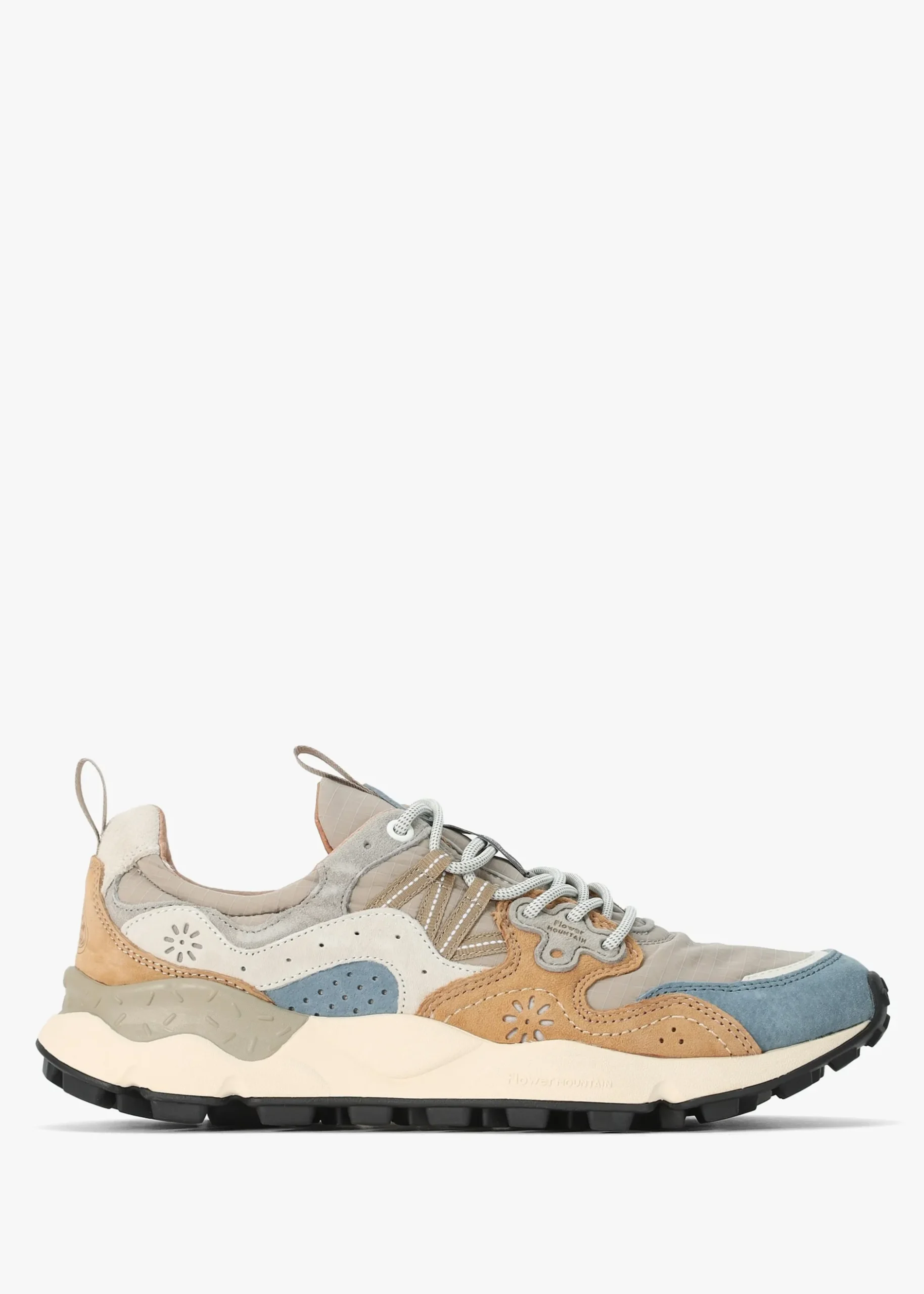 Sale FLOWER MOUNTAIN Men’s Yamano 3 Beige Grey Suede & Nylon Trainers