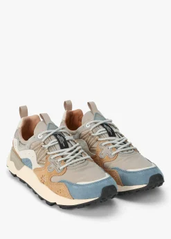 Sale FLOWER MOUNTAIN Men’s Yamano 3 Beige Grey Suede & Nylon Trainers