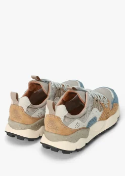 Sale FLOWER MOUNTAIN Men’s Yamano 3 Beige Grey Suede & Nylon Trainers