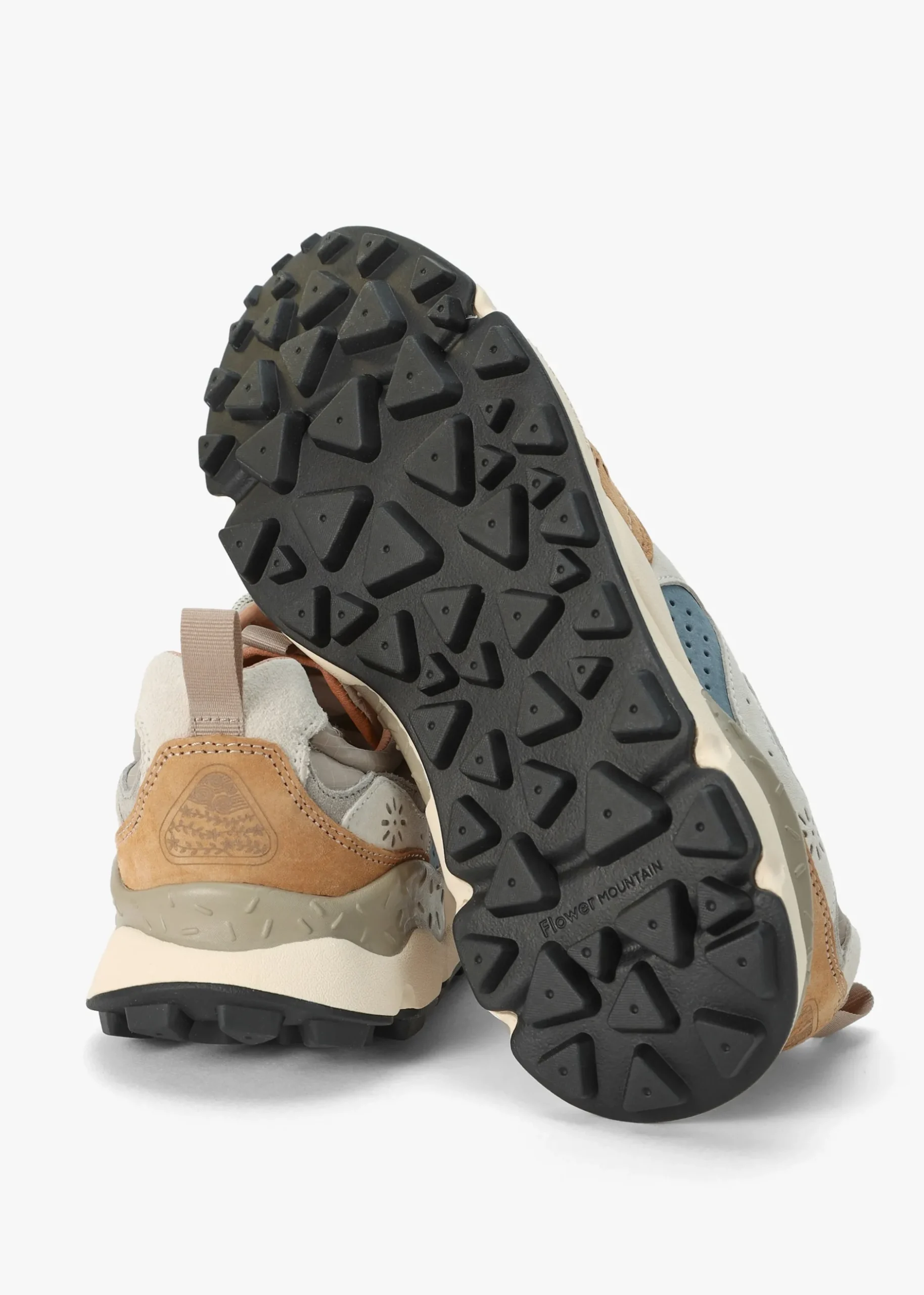 Sale FLOWER MOUNTAIN Men’s Yamano 3 Beige Grey Suede & Nylon Trainers