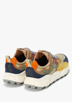 Outlet FLOWER MOUNTAIN Men’s Yamano 3 Beige Suede & Nylon Trainers