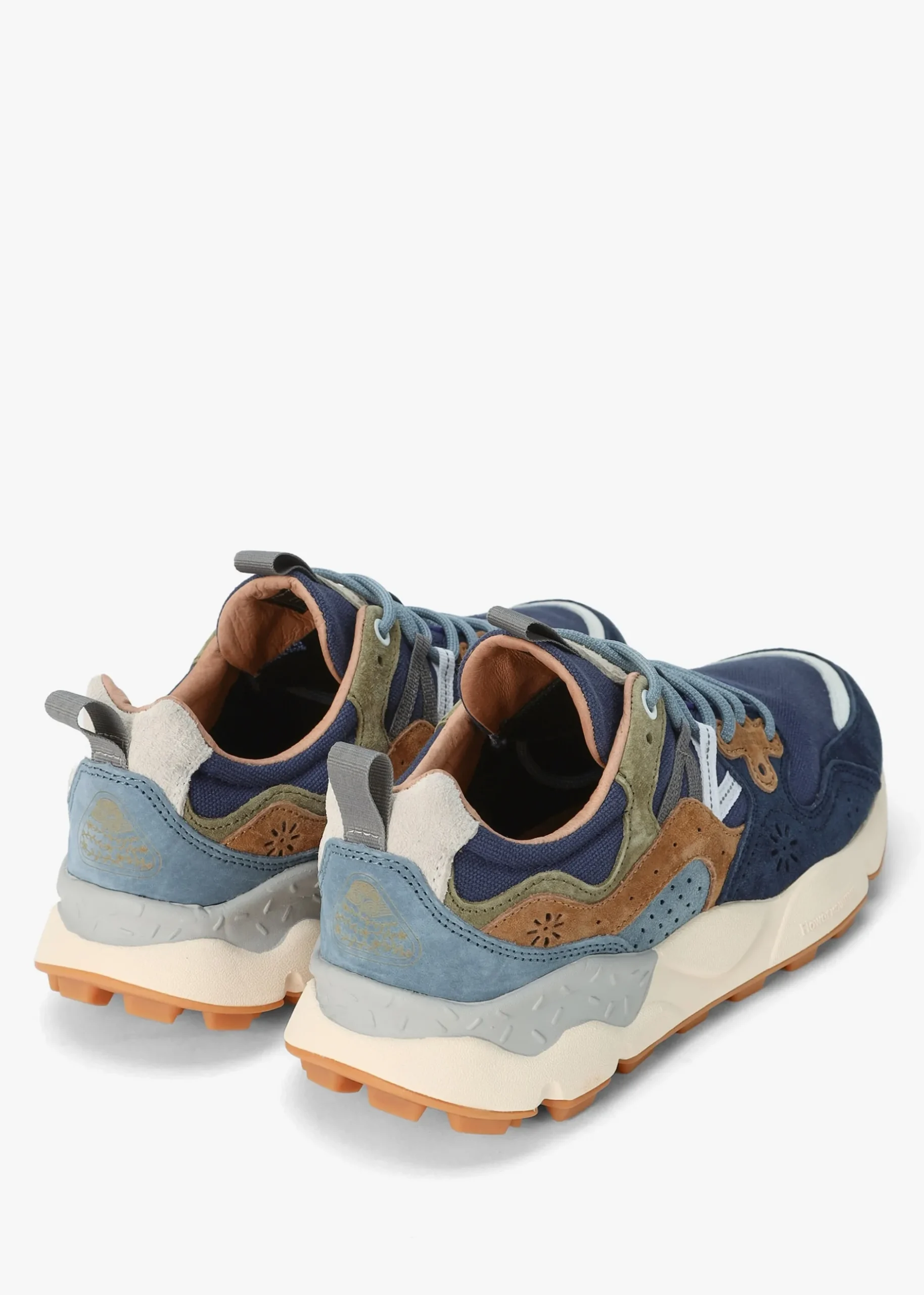 Fashion FLOWER MOUNTAIN Men’s Yamano 3 Navy Suede & Canvas Trainers