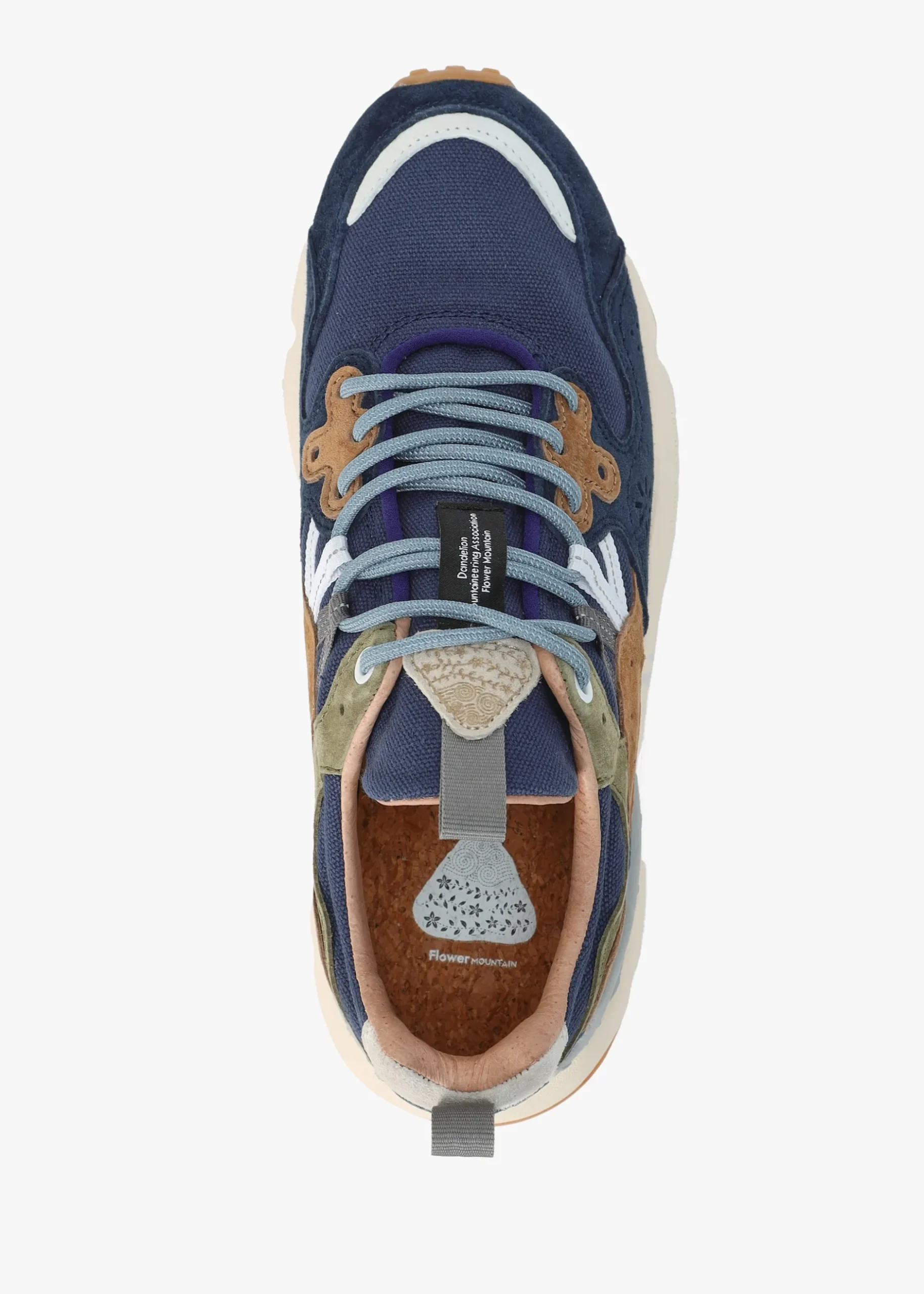 Fashion FLOWER MOUNTAIN Men’s Yamano 3 Navy Suede & Canvas Trainers