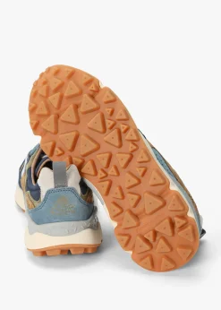 Fashion FLOWER MOUNTAIN Men’s Yamano 3 Navy Suede & Canvas Trainers