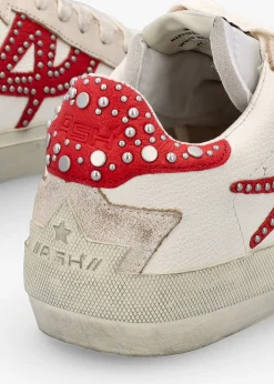 Hot ASH Moonlight Studs Beige White Aura Leather Trainers