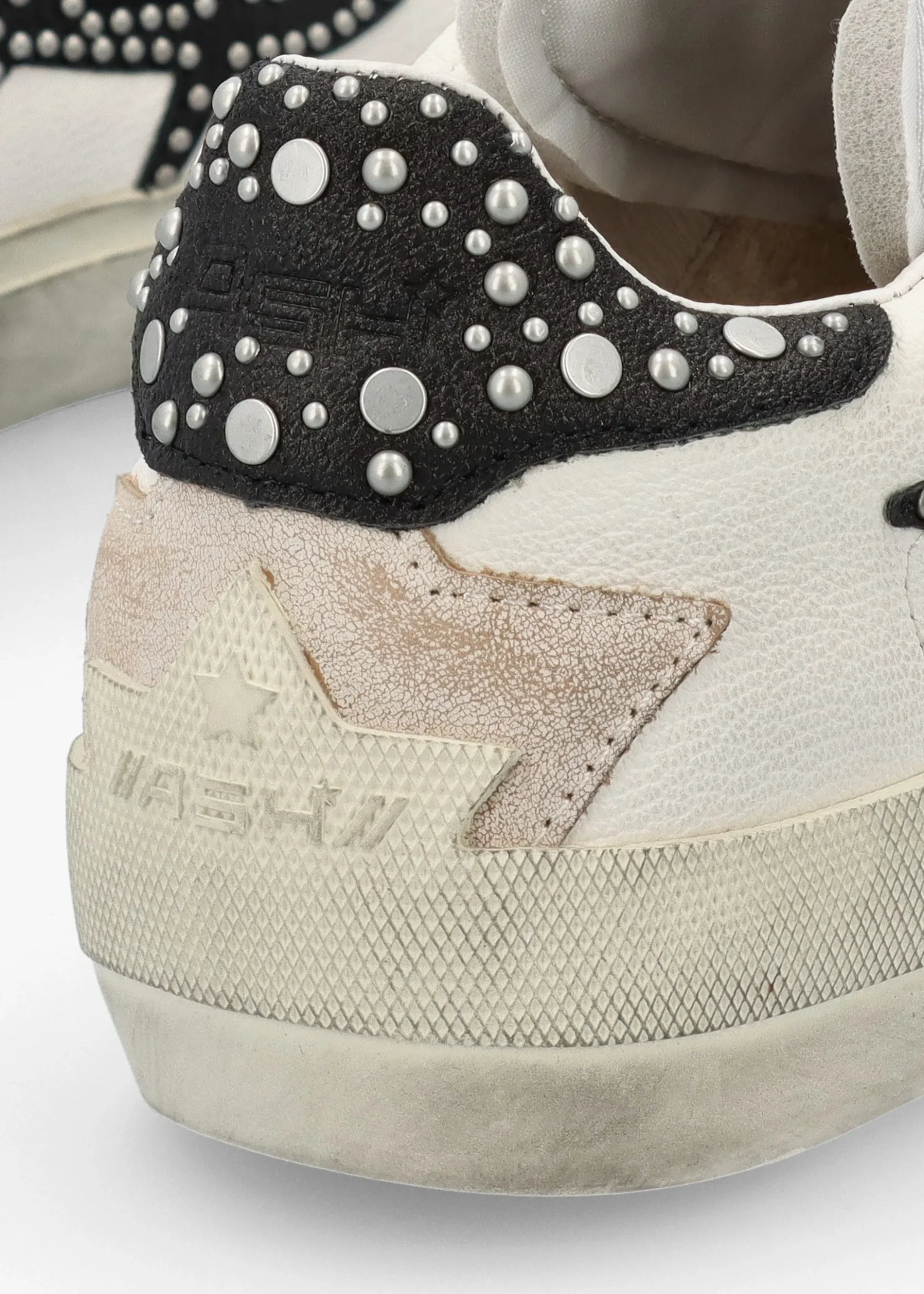 Fashion ASH Moonlight Studs Beige White Black Off White Leather Trainers
