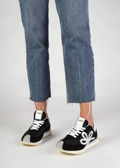 Clearance DANIEL Movie Black & White Suede Runner Trainers