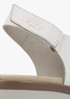 Outlet FLY LONDON Nabi White Leather Sling Back Low Wedge Sandals