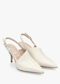 Outlet DANIEL Nammy Cream Leather Asymmetric Sling Back Court Shoes