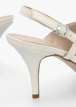 Outlet DANIEL Nammy Cream Leather Asymmetric Sling Back Court Shoes